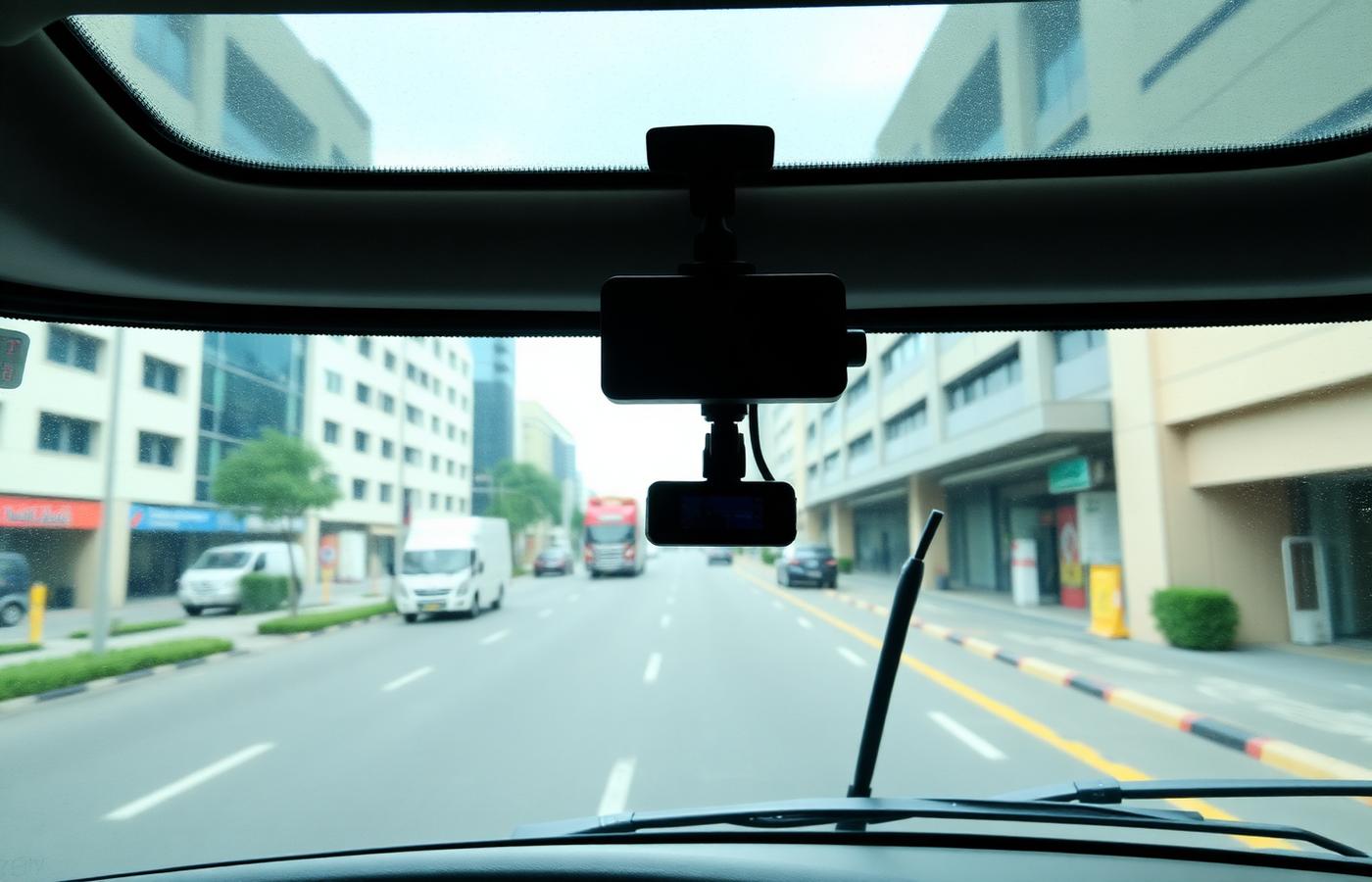 Skyfy AI dashcam paired with the vehicle GPS tracker for a Singapore truck