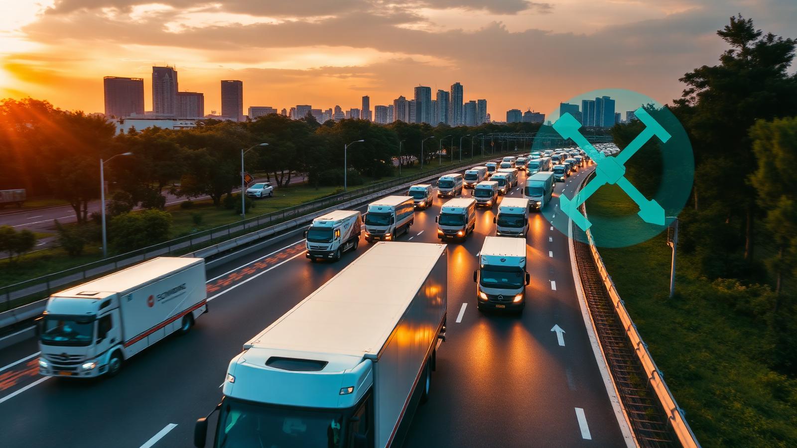 A Singapore fleet of lorries equipped with Skyfy truck GPS trackers